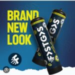 Fastgas lachgas GasAdam020 nieuwe look cilinders met blauw en geel ontwerp.