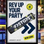 Fastgas lachgas GasAdam020 billboard met nieuwe look en blauwe achtergrond.