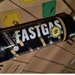 Fastgas lachgas GasAdam020 liggende cilinder met veiligheidsverpakking.